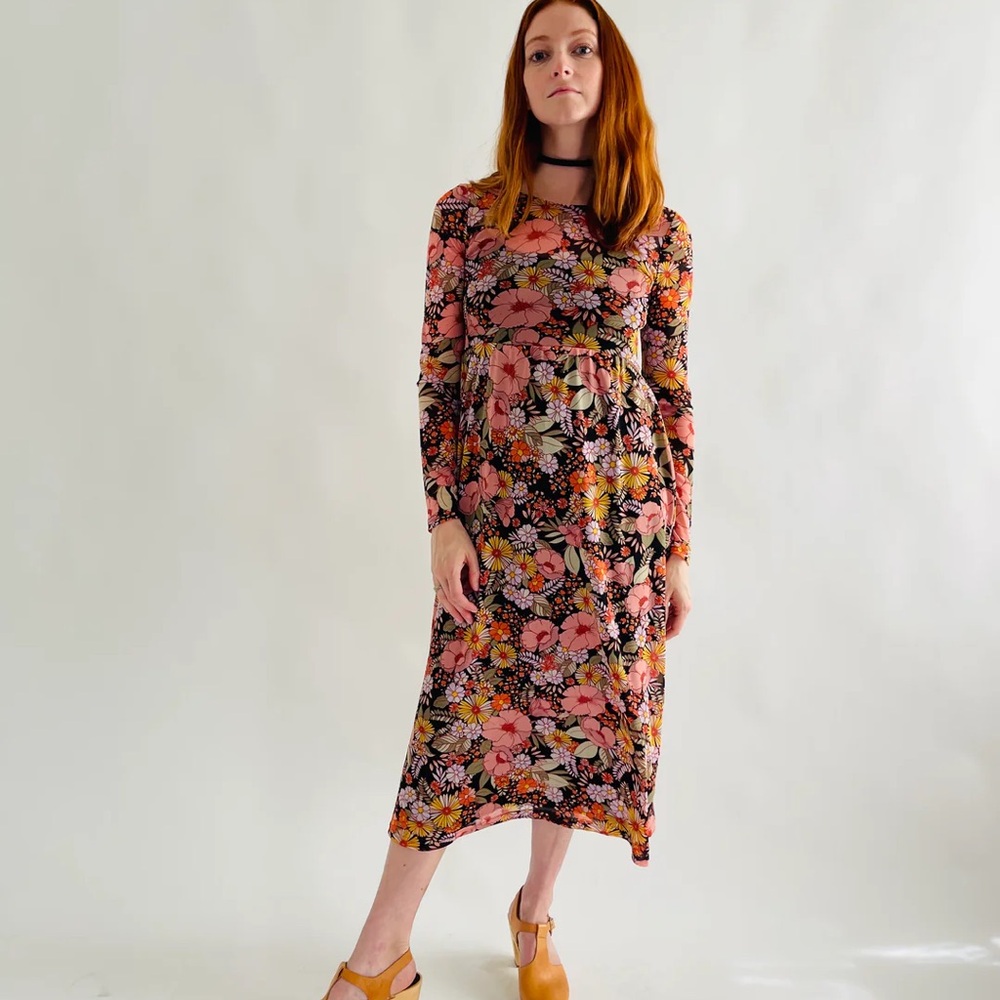 Altar Houseline Megumi dress - sheer midnight moon floral - 3X